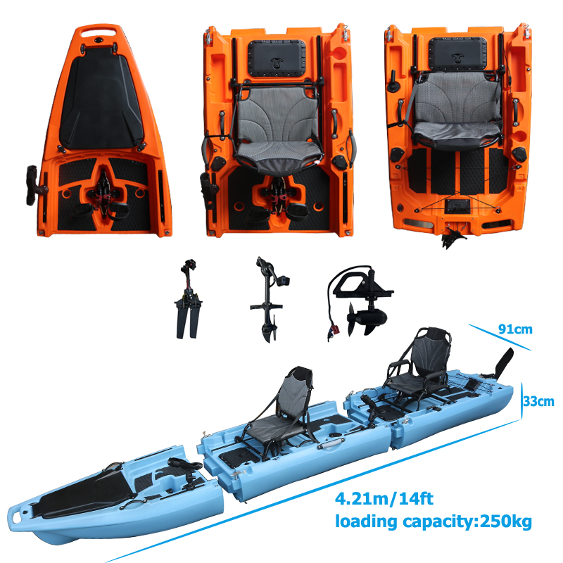 Fishing Kayak Sit On Top - Kajak dwuosobowy rozkładany z napędem pedałowym,